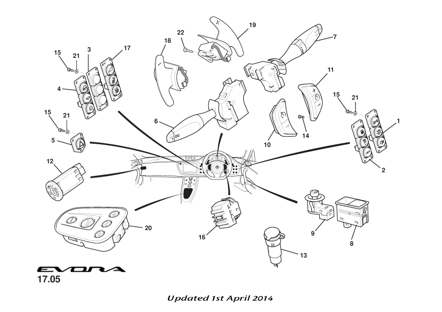 Evora Switch Paddle, downshift LH